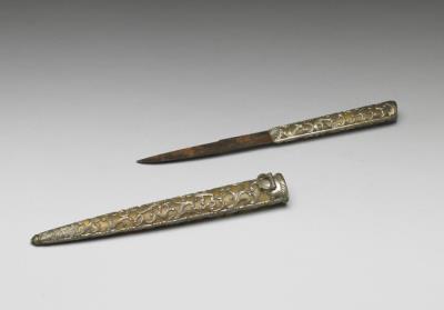 图片[2]-Dagger with a silver-inlaid ram-horn handle, 18th century-China Archive